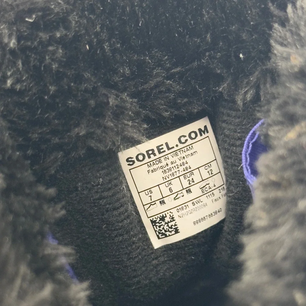Sorel Snow Commander Purple Black Waterproof Toddler 7 Kids Boots NV1877-484